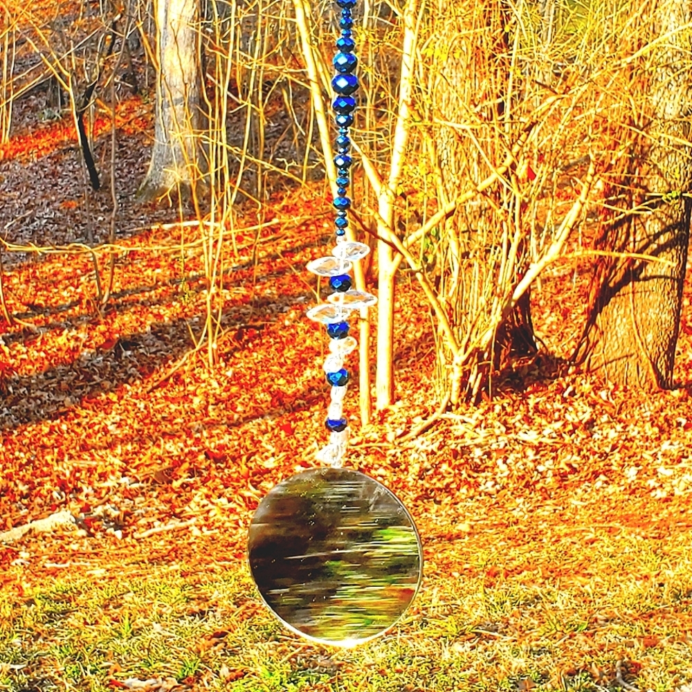 Dragonfly Blue SUNCATCHER Original Handcrafted Glass & Crystal Hanging Décor